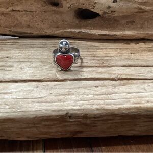 Sterling Silver and Coral Ring